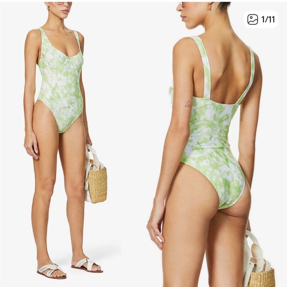 Faithfull the Brand Lime and Beige Swimwear